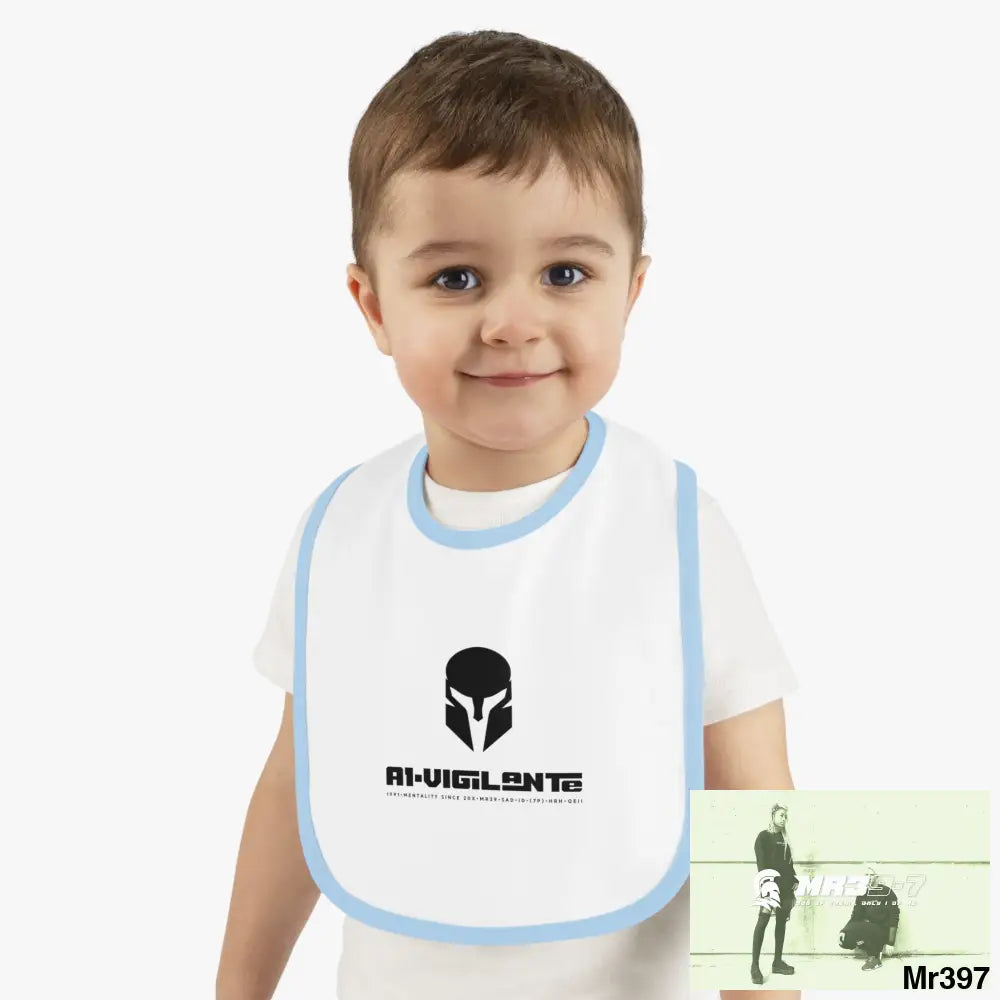 A1-Vigilante Sparta Baby Contrast Trim Jersey Bib White/Light Blue / One size Kids clothes