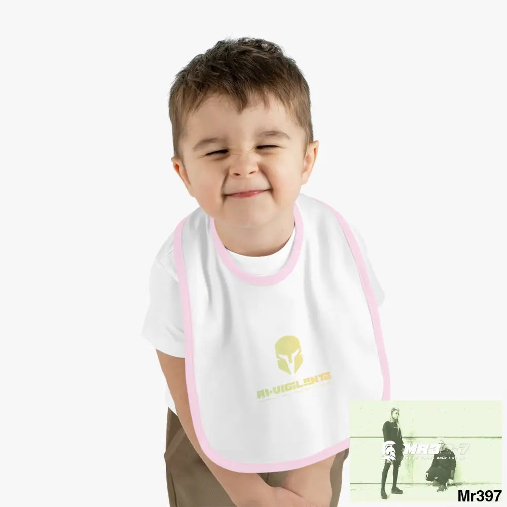 A1-Vigilante Sparta Baby Contrast Trim Jersey Bib White/Pink / One size Kids clothes