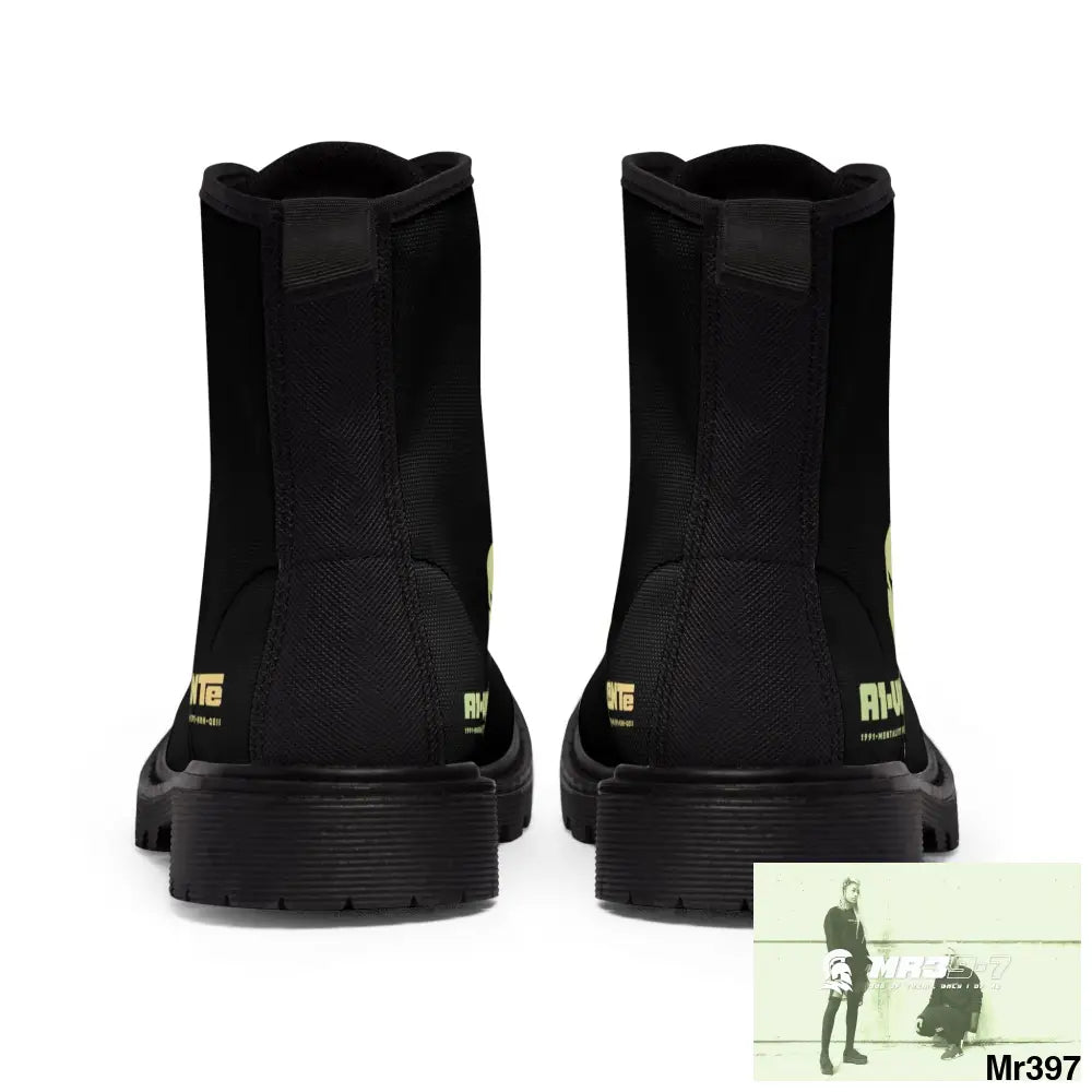 A1- Vigilante -Sparta Black Canvas Boots AOP Shoes
