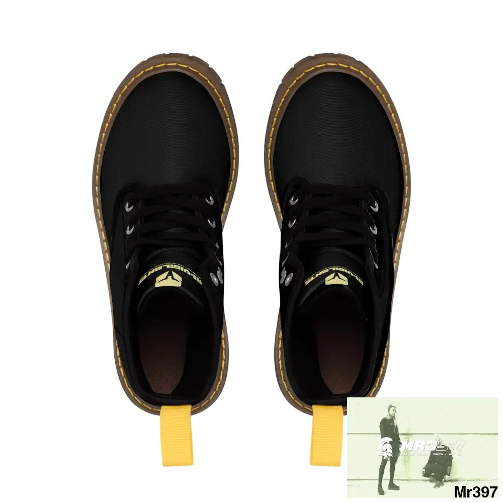 A1- Vigilante -Sparta Black Canvas Boots AOP Shoes