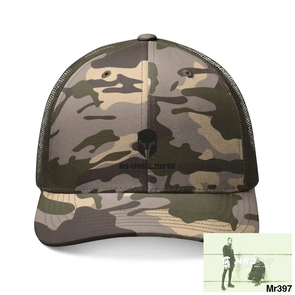 A1 Vigilante Sparta Camouflage Trucker Hat with Embroidery | Military Style Cap Outdoor Adventure Gear Hunting