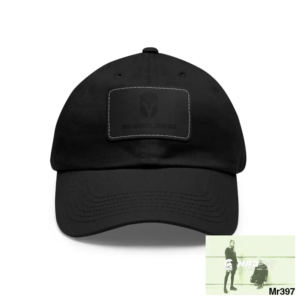 A1•Vigilante Sparta Dad Hat with Leather Patch (Rectangle) Black / Black patch / Rectangle / One size Hats