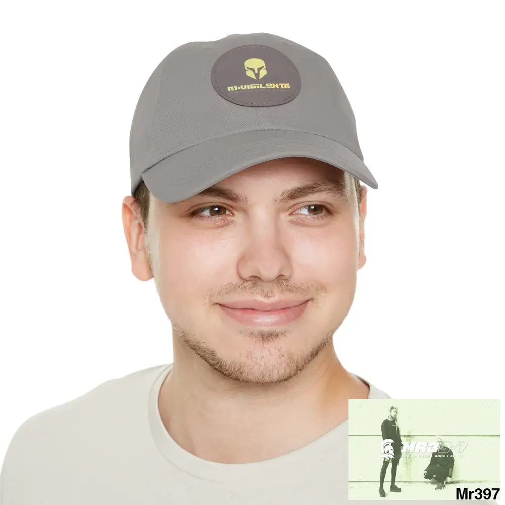 A1. Vigilante Sparta Dad Hat with Leather Patch (Round) Hats