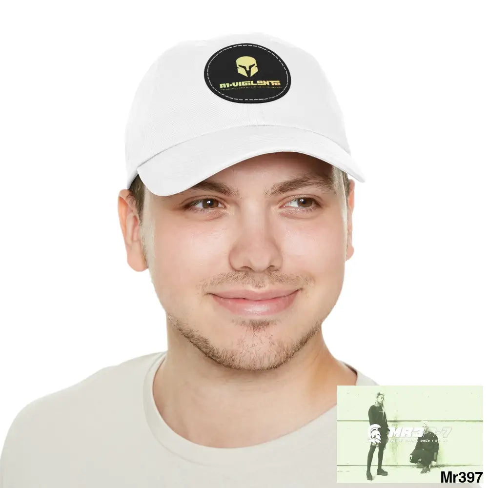 A1. Vigilante Sparta Dad Hat with Leather Patch (Round) Hats