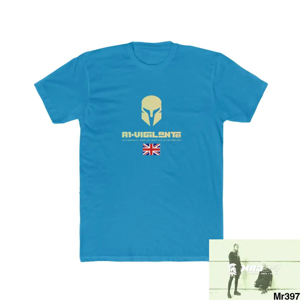 A1-Vigilante Sparta Dahab Men’s Cotton Crew Tee Solid Turquoise / S T-Shirt