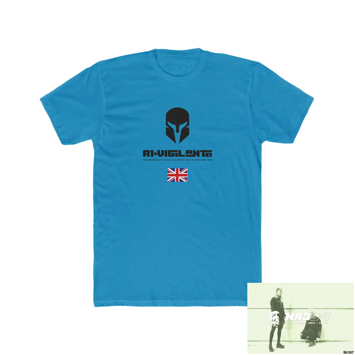 A1-Vigilante Sparta Dahab Men’s Cotton Crew Tee Solid Turquoise / S T-Shirt