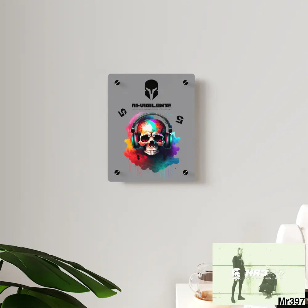 A1-Vigilante Sparta E + 5 Colourful Skull Headphones Acrylic Wall Art Panels Home Decor