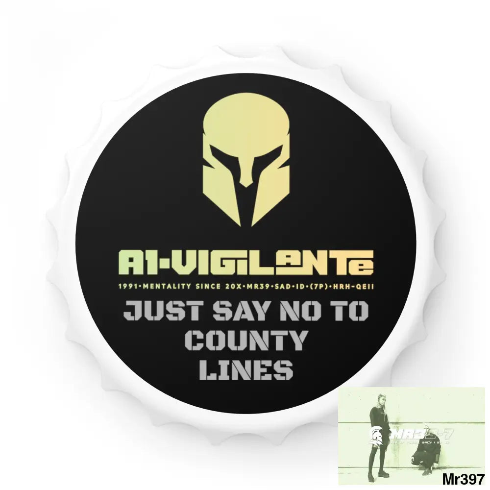 A1- Vigilante Sparta Edition Just Say No To County Lines Bottle Opener One size / White Accessories