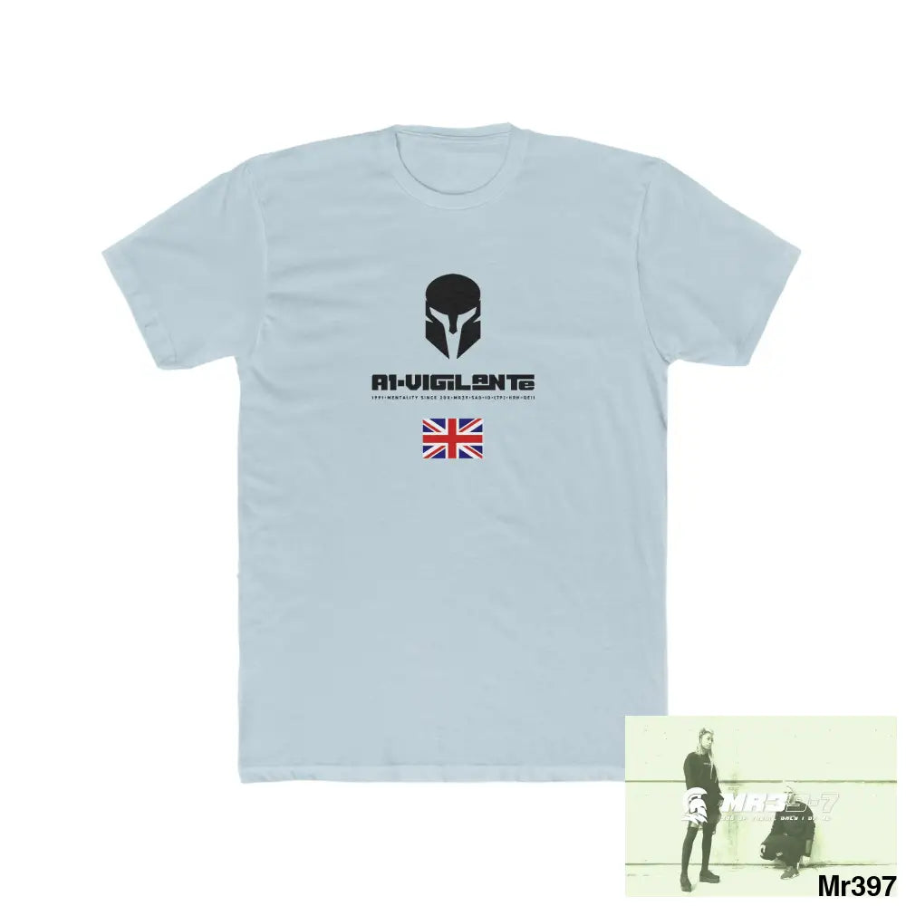 A1-Vigilante Sparta FUCK COUNTY LINES Men’s Cotton Crew Tee Solid Light Blue / S T-Shirt