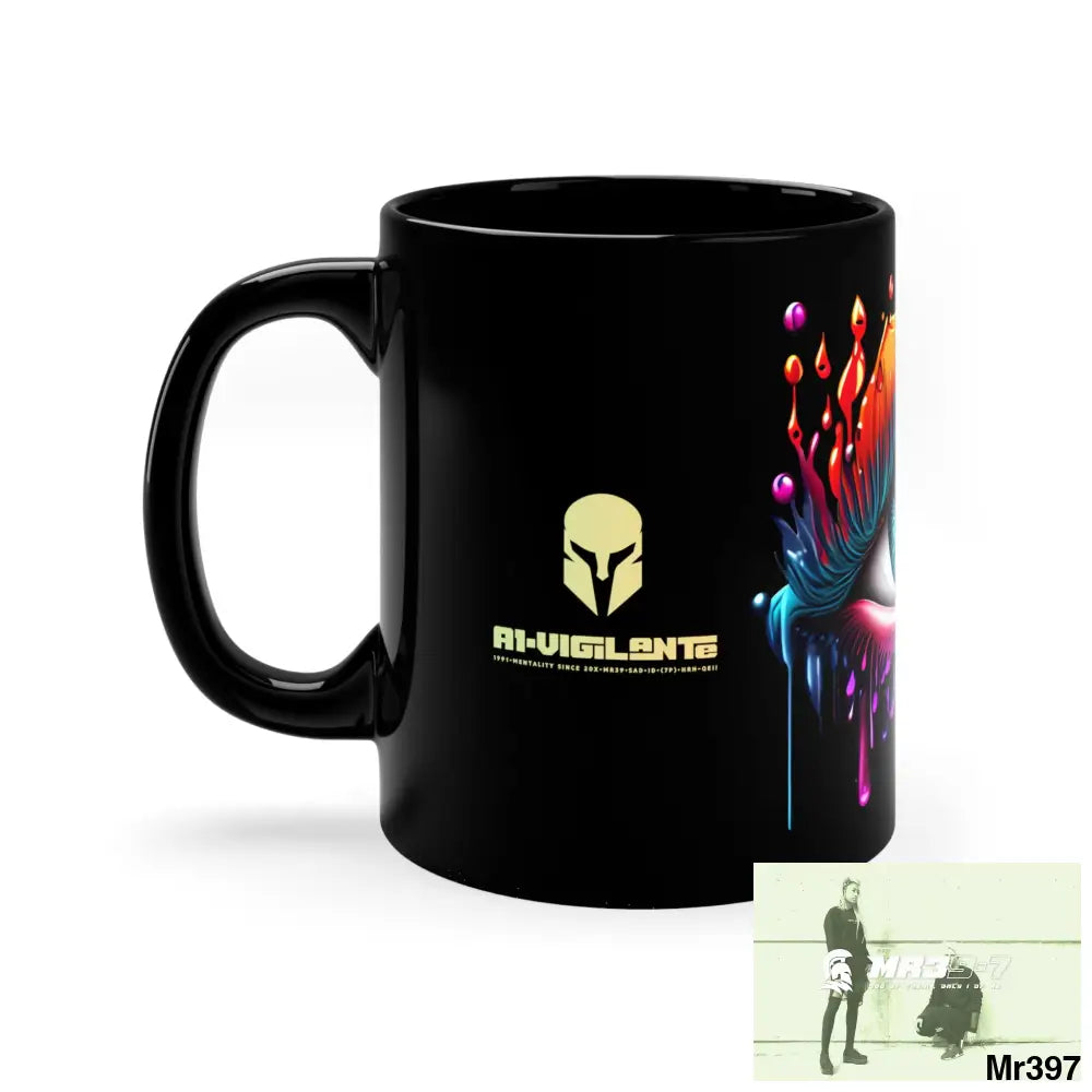 A1-Vigilante Sparta GBR Multicoloured dripping eye 11oz Black Mug 11oz Mug