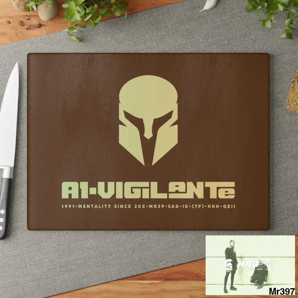 A1- Vigilante -Sparta Glass Cutting Board Home Decor