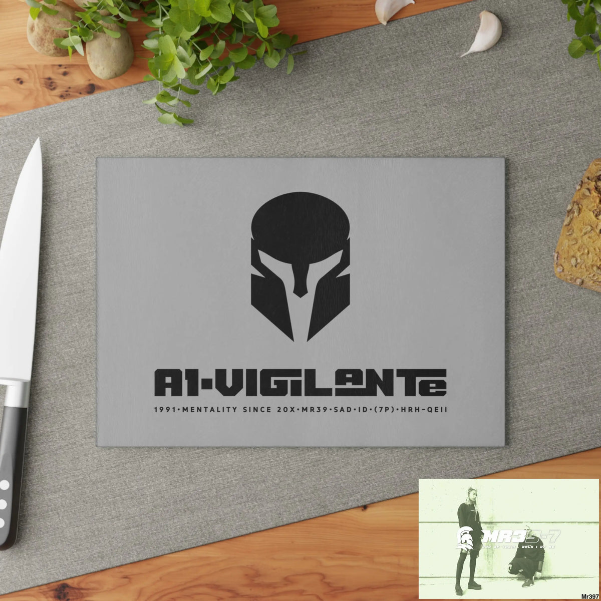A1- Vigilante Sparta Glass Cutting Board Home Decor