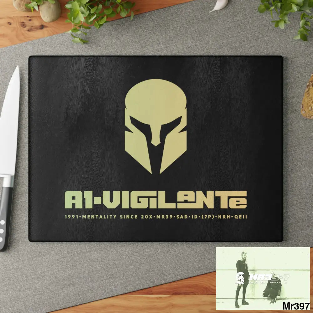 A1- Vigilante -Sparta Glass Cutting Board Home Decor