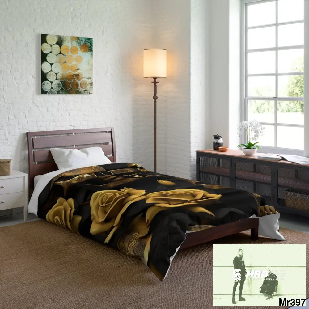 A1-Vigilante Sparta Gold Skulls & Roses Comforter Home Decor