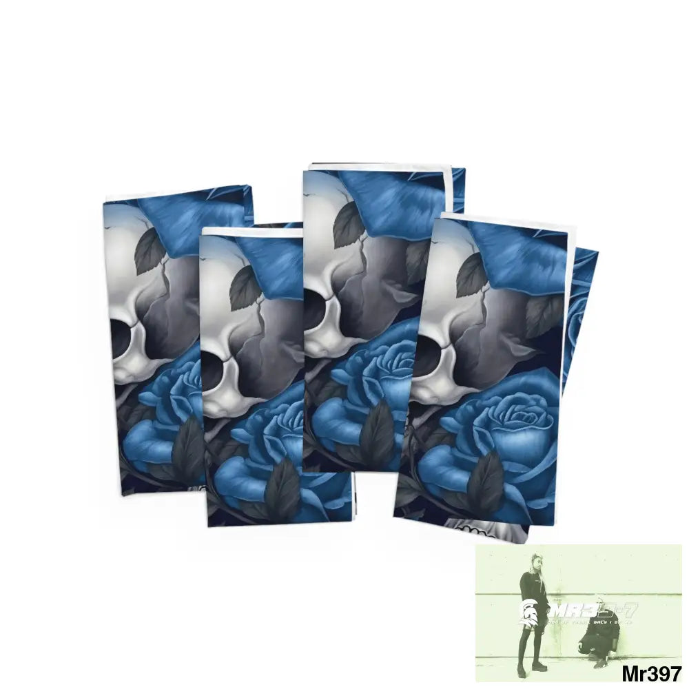 A1-Vigilante Sparta Gothic Skulls & Roses Napkins 4-piece set / White / 19’’ × 19’’ Accessories