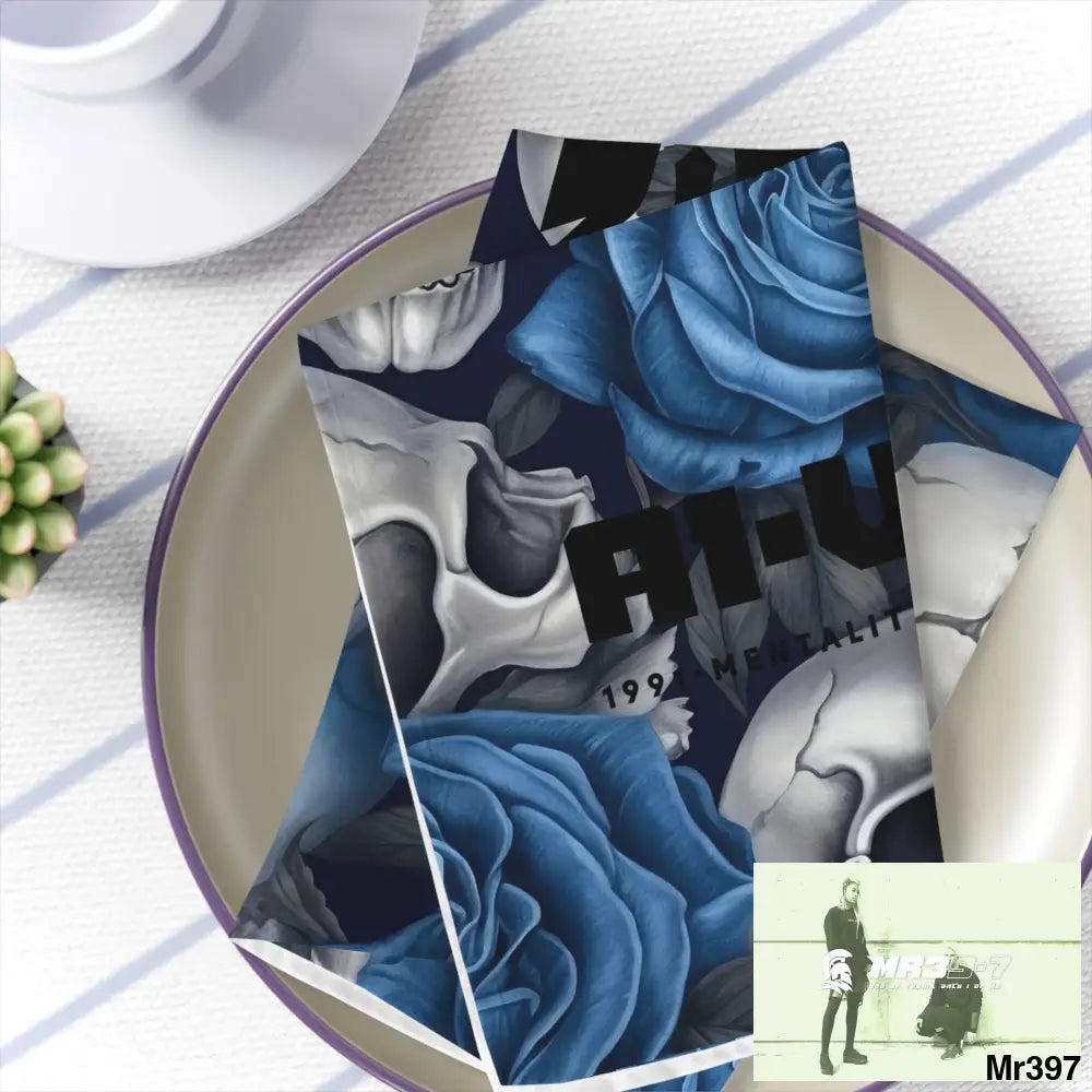 A1-Vigilante Sparta Gothic Skulls & Roses Napkins 4-piece set / White / 19’’ × 19’’ Accessories