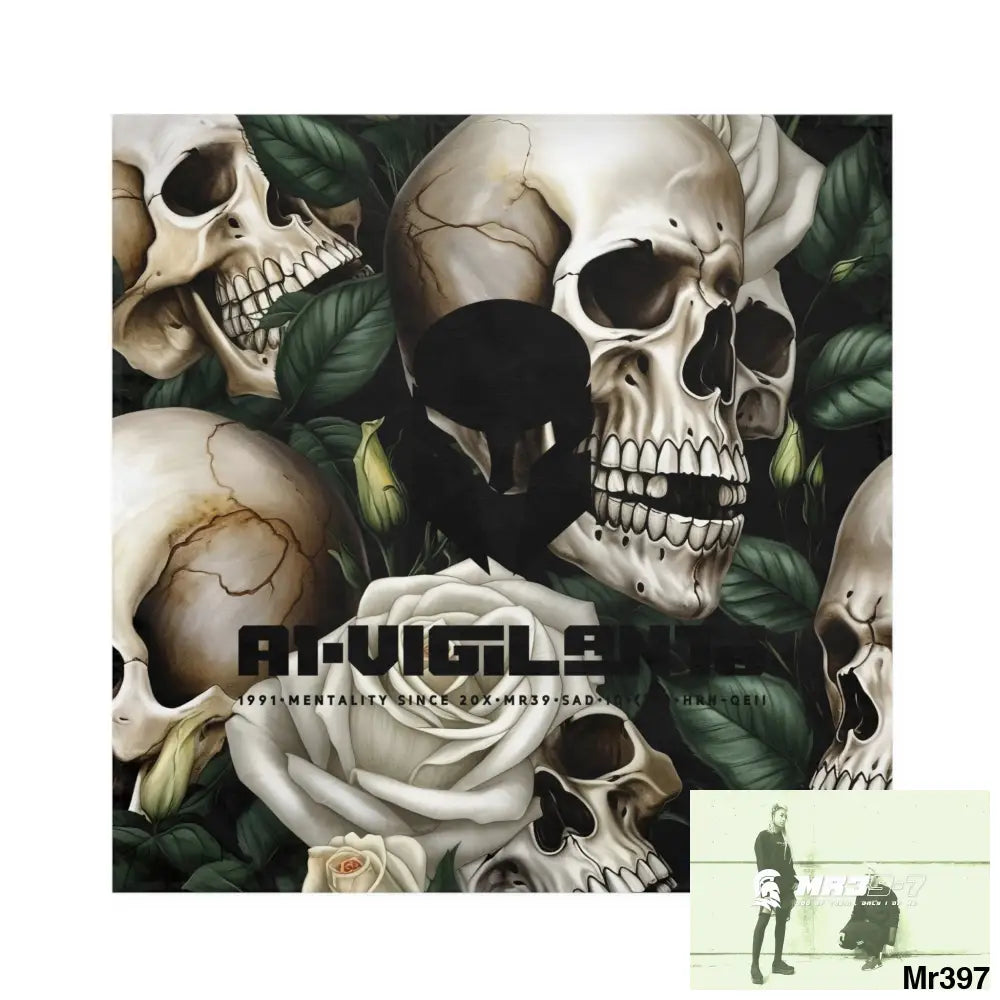 A1- Vigilante Sparta Gothic Skulls & Roses Napkins 4-piece set / White / 19’’ × 19’’ Accessories