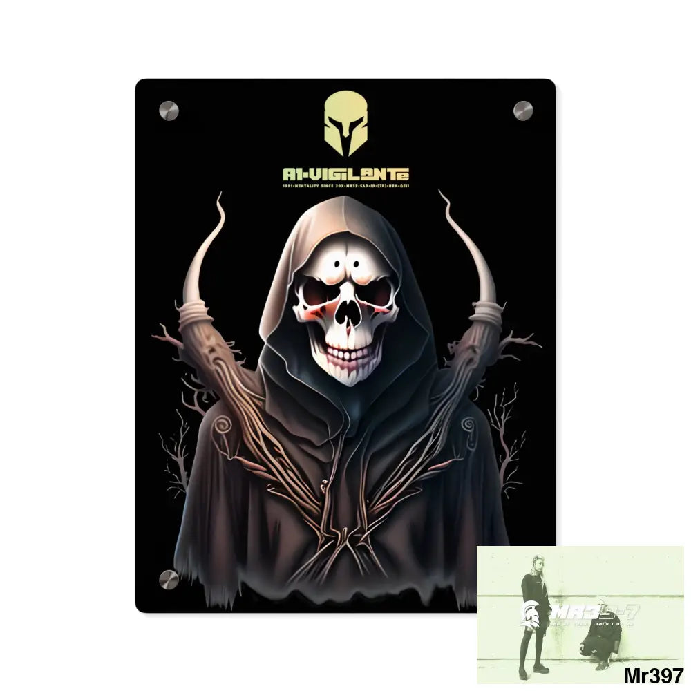 A1-Vigilante Sparta Halloween Reaper Graphic Acrylic Wall Art Panels 11″ x 14″ (Vertical) / 0.25’’ Home Decor