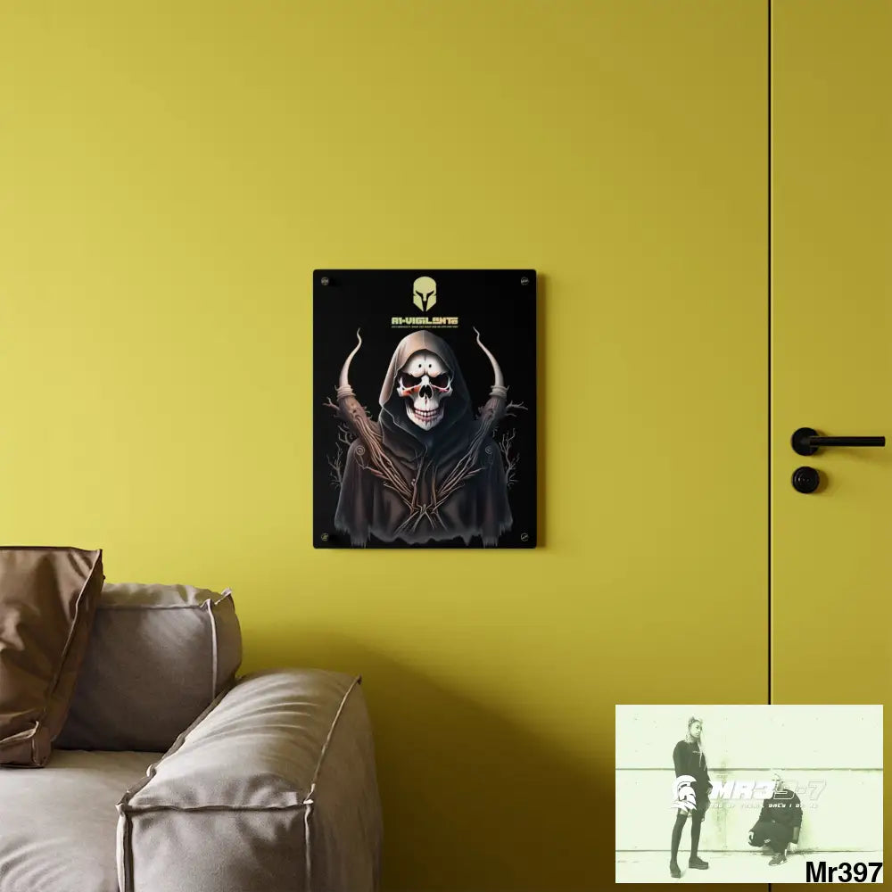 A1-Vigilante Sparta Halloween Reaper Graphic Acrylic Wall Art Panels Home Decor