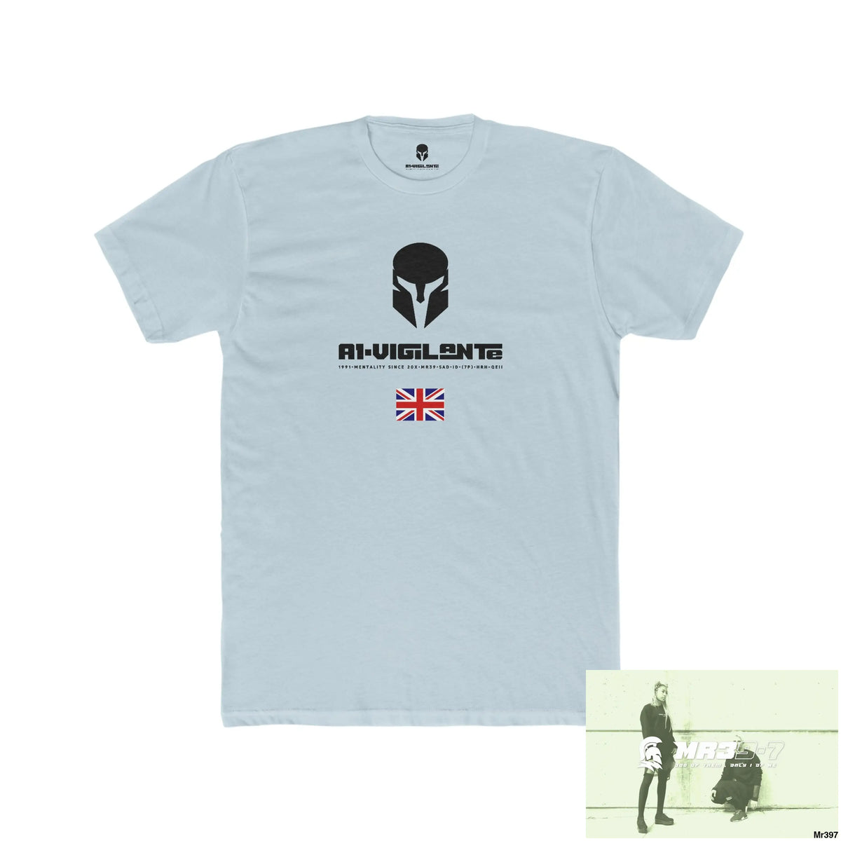 A1-Vigilante Sparta Kenya In Blind My Pain Management Black Snake Men’s Cotton Crew Tee Solid Light Blue / S T-Shirt