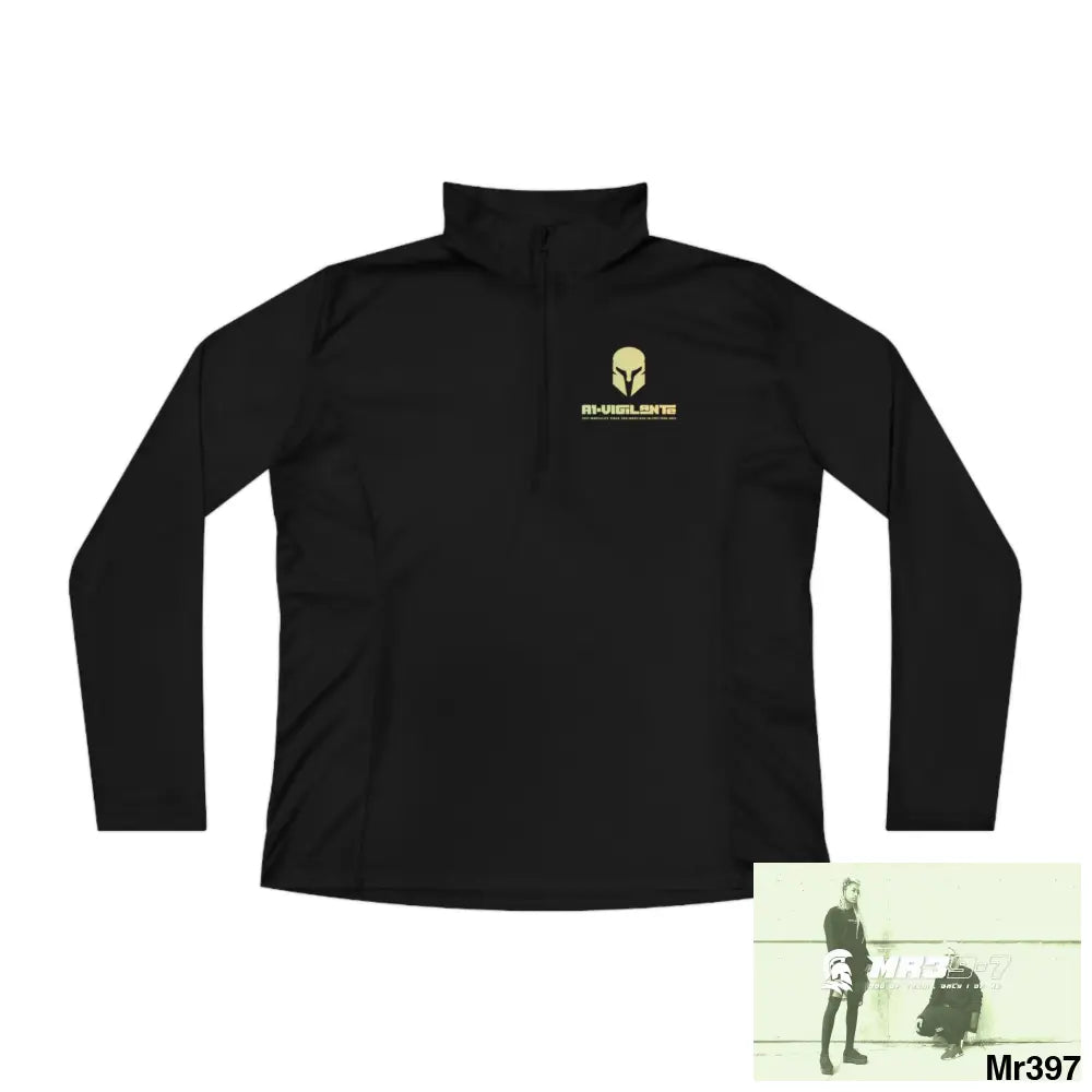 A1-Vigilante Sparta Ladies Quarter-Zip Pullover Black / M Long-sleeve