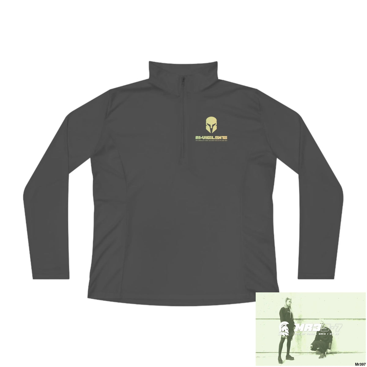 A1-Vigilante Sparta Ladies Quarter-Zip Pullover Iron Grey / S Long-sleeve