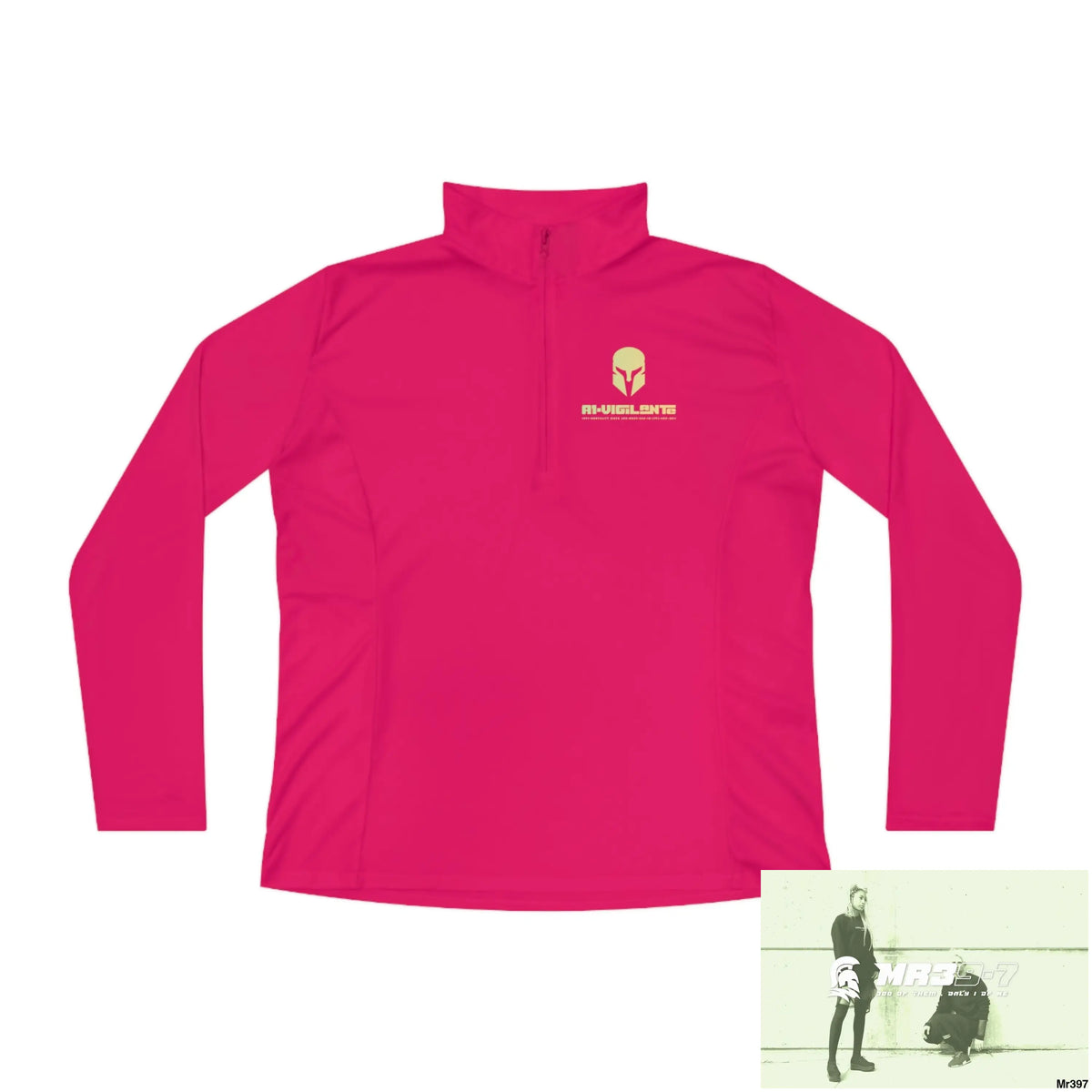 A1-Vigilante Sparta Ladies Quarter-Zip Pullover Pink Raspberry / S Long-sleeve