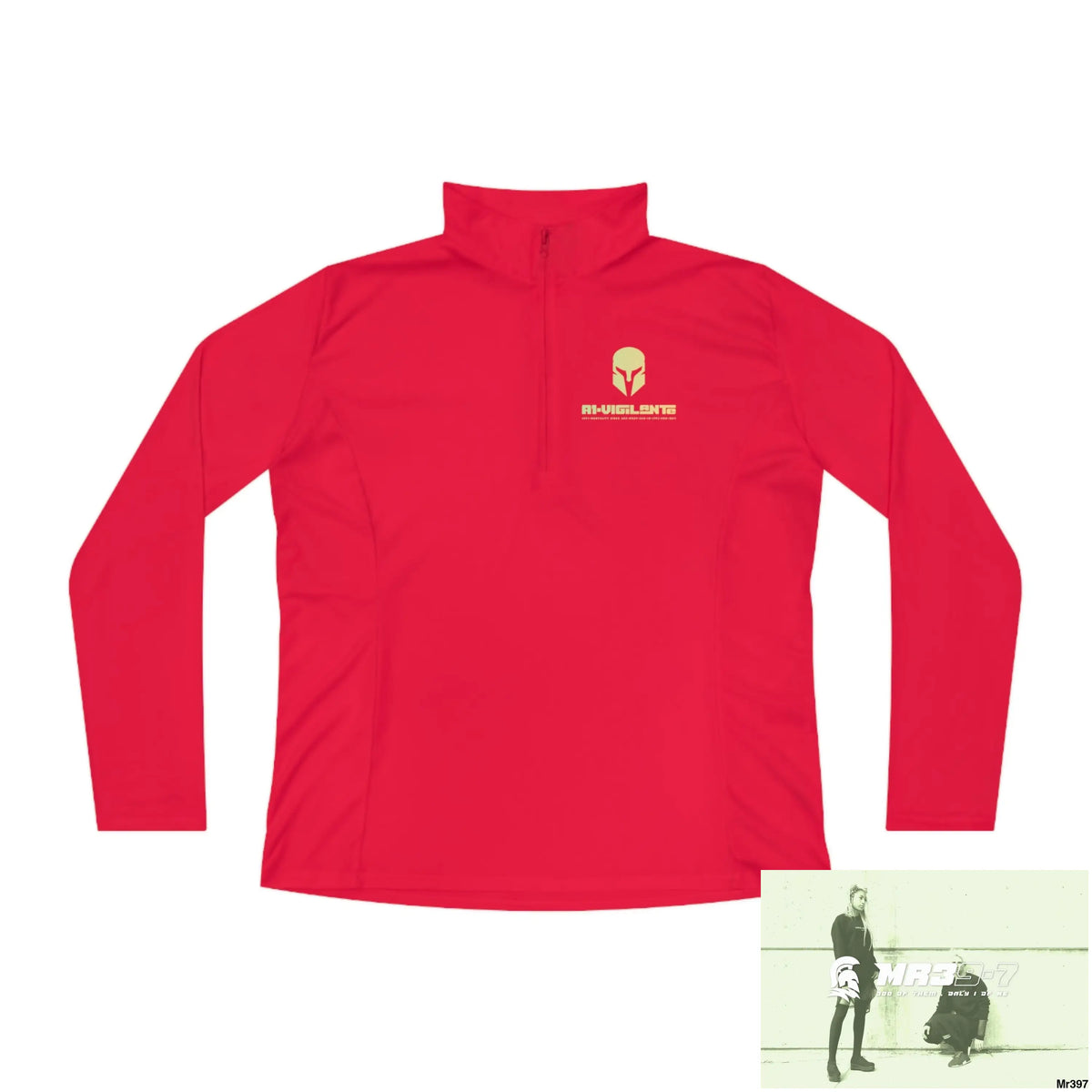 A1-Vigilante Sparta Ladies Quarter-Zip Pullover True Red / S Long-sleeve