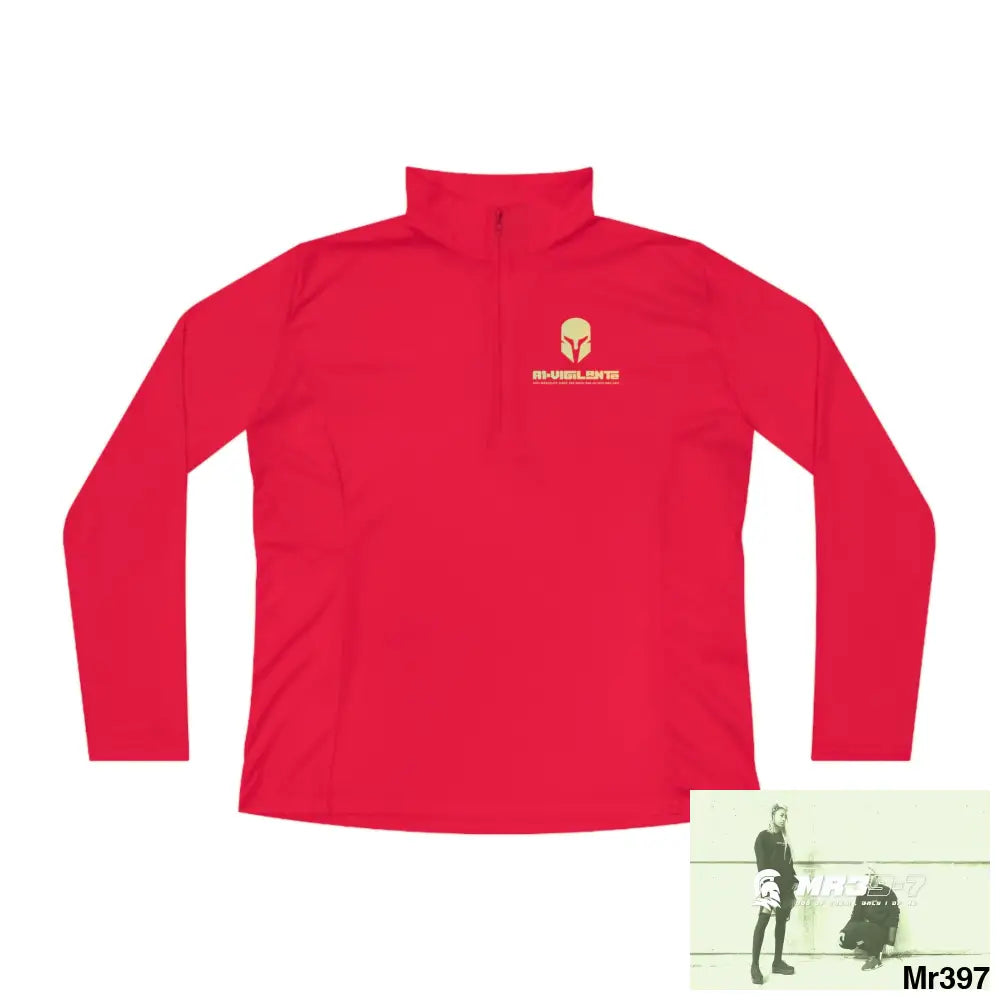 A1-Vigilante Sparta Ladies Quarter-Zip Pullover True Red / S Long-sleeve