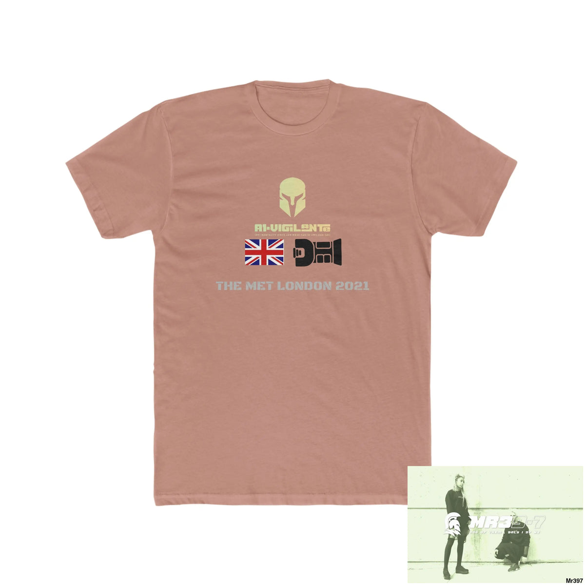 A1-Vigilante Sparta One flew over the Redwoods Centre - Men’s Cotton Crew Tee Solid Desert Pink / S T-Shirt
