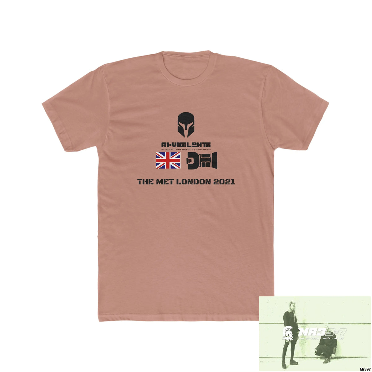 A1-Vigilante Sparta One flew over the Redwoods Centre - Men’s Cotton Crew Tee Solid Desert Pink / S T-Shirt