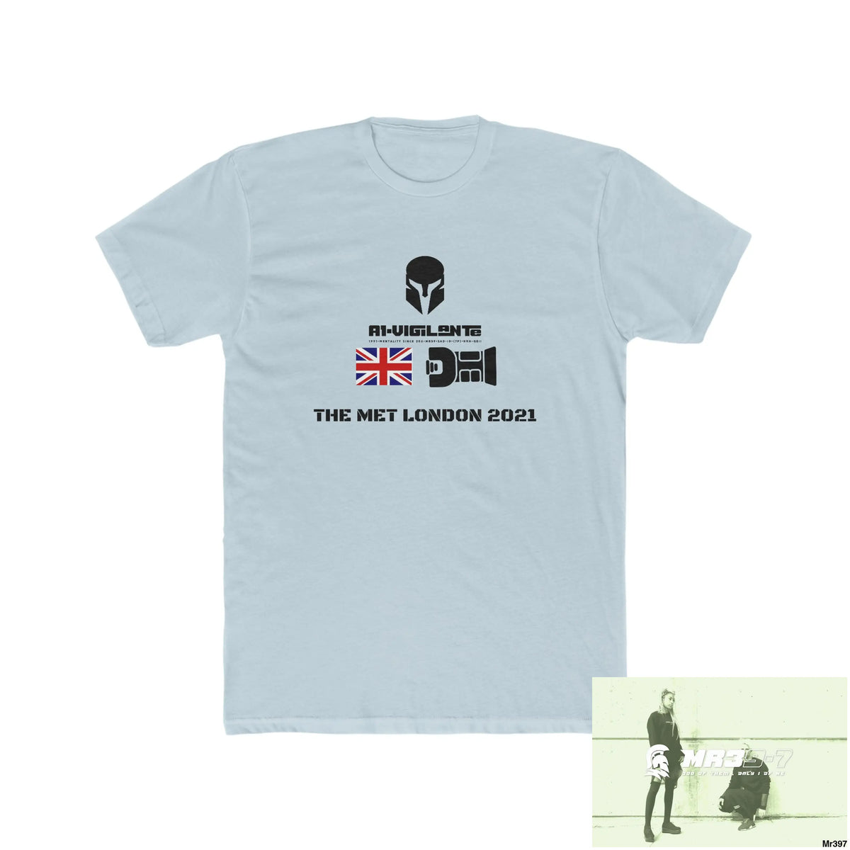 A1-Vigilante Sparta One flew over the Redwoods Centre - Men’s Cotton Crew Tee Solid Light Blue / S T-Shirt