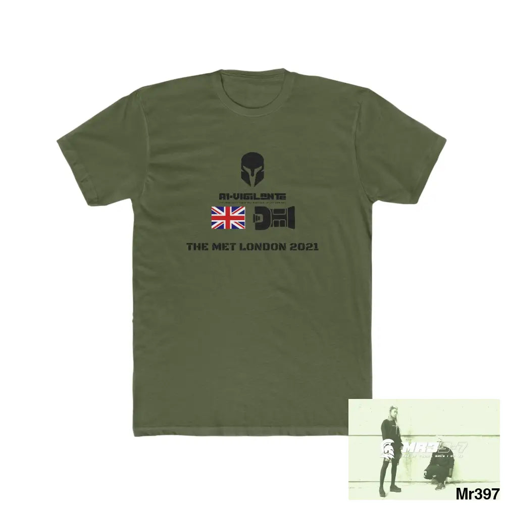 A1-Vigilante Sparta One flew over the Redwoods Centre - Men’s Cotton Crew Tee Solid Military Green / XS T-Shirt