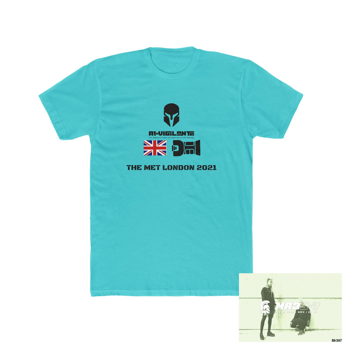 A1-Vigilante Sparta One flew over the Redwoods Centre - Men’s Cotton Crew Tee Solid Tahiti Blue / S T-Shirt