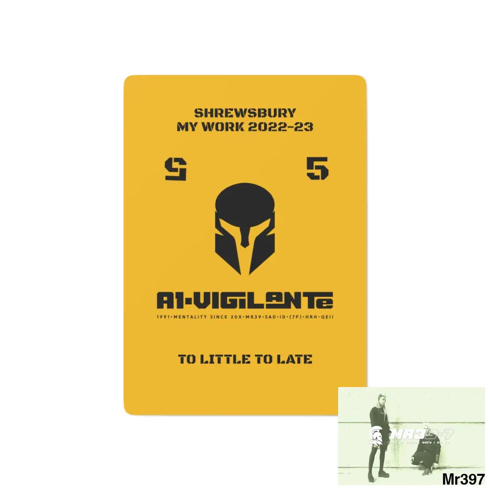 A1-Vigilante Sparta Shrewsbury my work Ltd Edition Custom Poker Cards 2.47’’ x 3.47’’ / White / Semi Glossy Paper