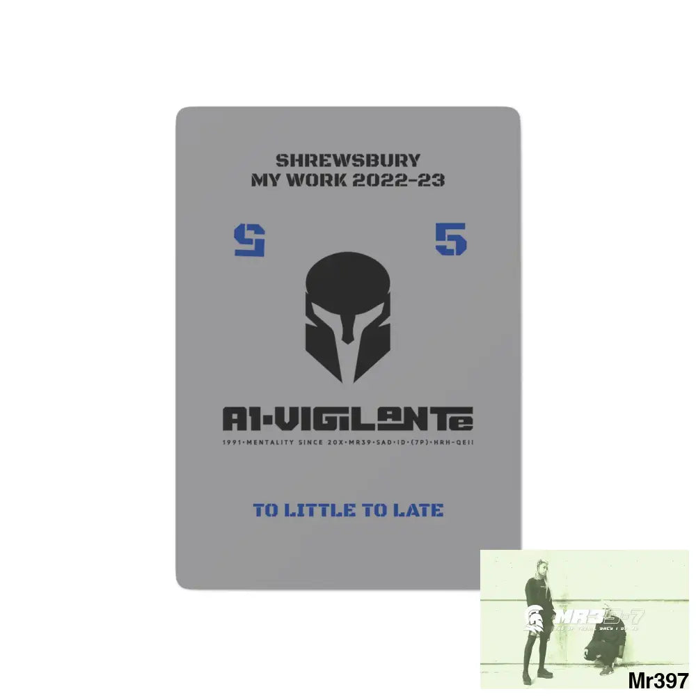 A1-Vigilante Sparta Shrewsbury my work Ltd Edition Custom Poker Cards 2.47’’ x 3.47’’ / White / Semi Glossy Paper