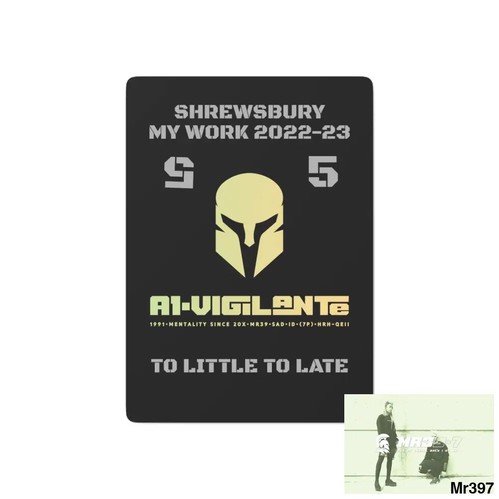 A1-Vigilante Sparta Shrewsbury my work Ltd Edition Custom Poker Cards 2.47’’ x 3.47’’ / White / Semi Glossy Paper