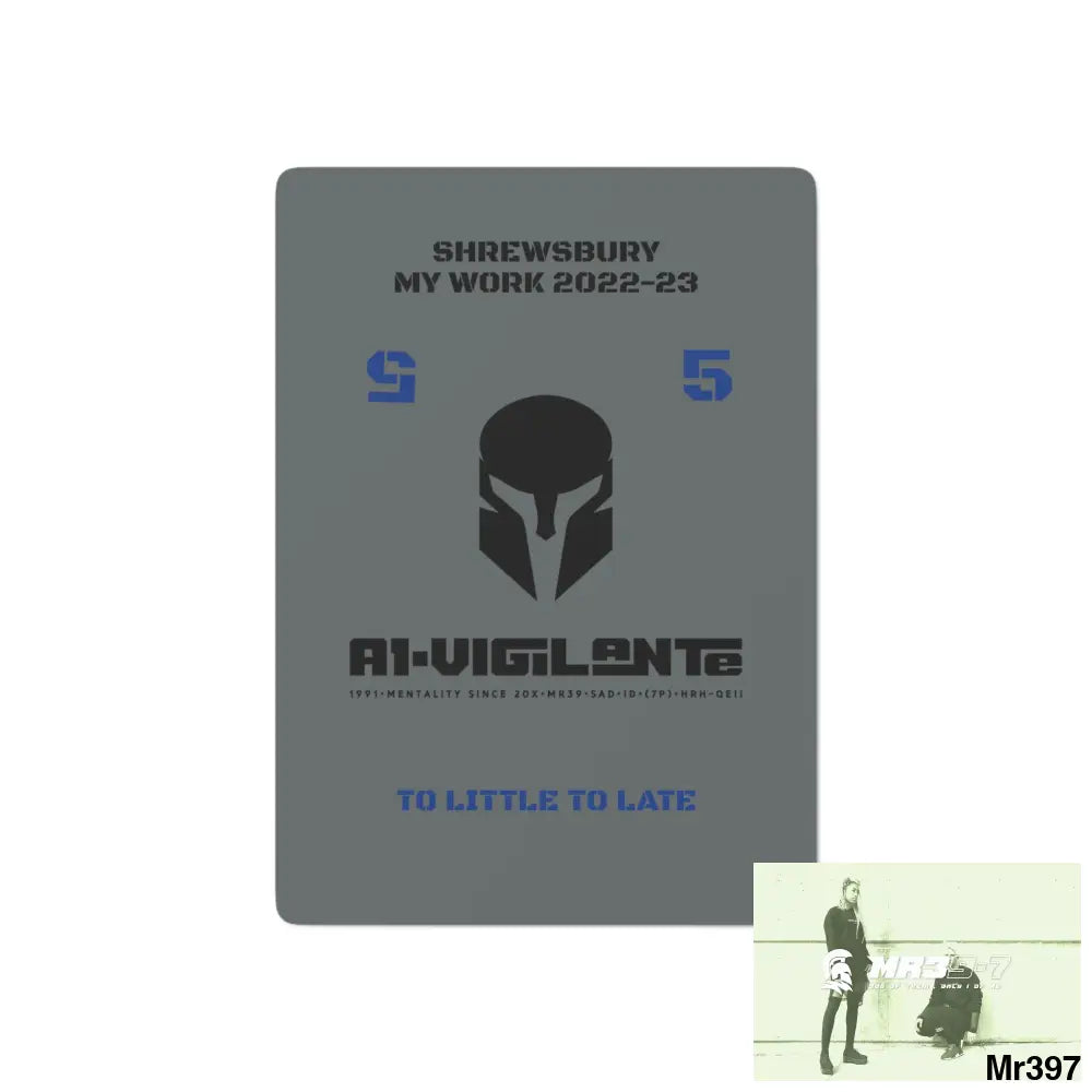 A1-Vigilante Sparta Shrewsbury my work Ltd Edition Custom Poker Cards 2.47’’ x 3.47’’ / White / Semi Glossy Paper