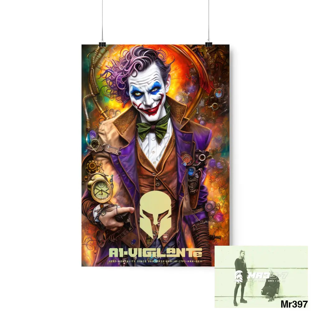 A1.Vigilante Sparta Steampunk Joker Hearts Tribal Fractal Matte Vertical Posters 12″ x 18″ / Matte Poster