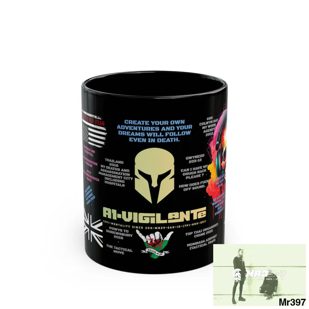 A1-Vigilante Sparta Tactical 11oz Black Mug GB / Thailand/ Bermo /UK/KenyaThai Link up MH Assassination X-City Mental