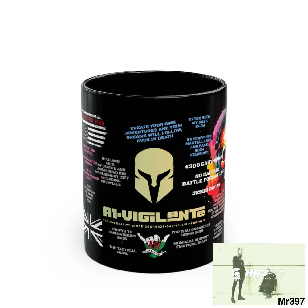A1-Vigilante Sparta Tactical 11oz Black Mug GB / Thailand/ Bermo /UK/KenyaThai Link up MH Assassination X-City Mental