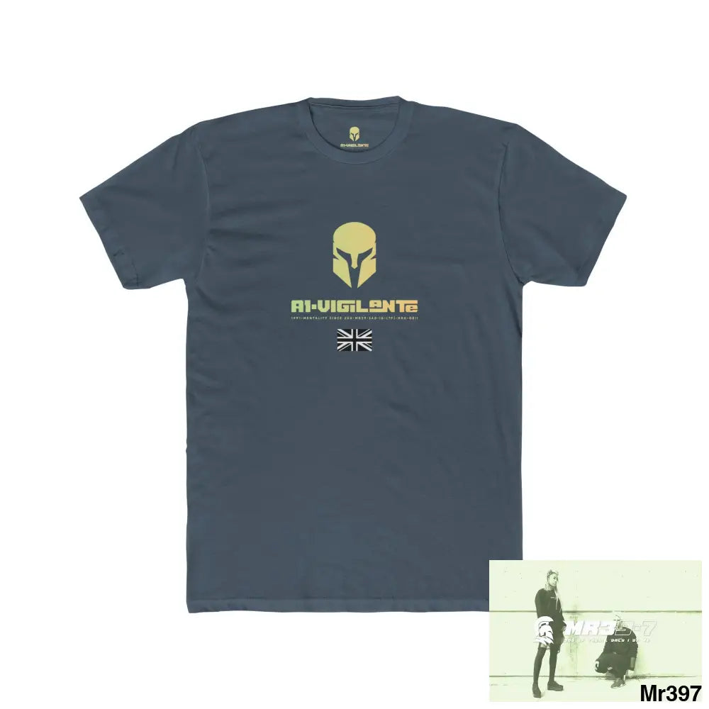 A1-Vigilante Sparta Tactical GB 2012 My Work Colwyn`Bay to and from there Men’s Cotton Crew Tee Solid Indigo / S T-Shirt