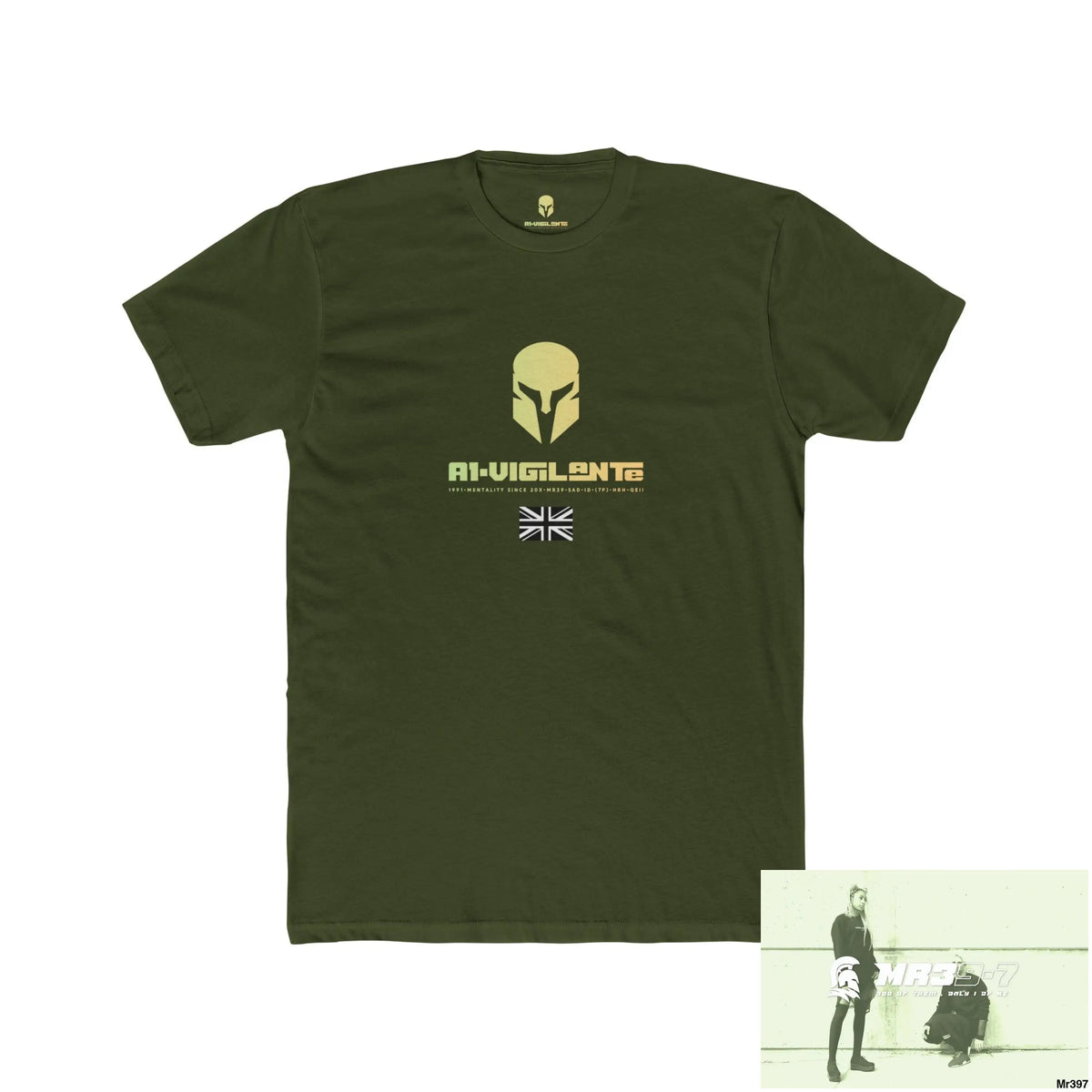 A1-Vigilante Sparta Tactical GB 2012 My Work Colwyn`Bay to and from there Men’s Cotton Crew Tee Solid Military Green