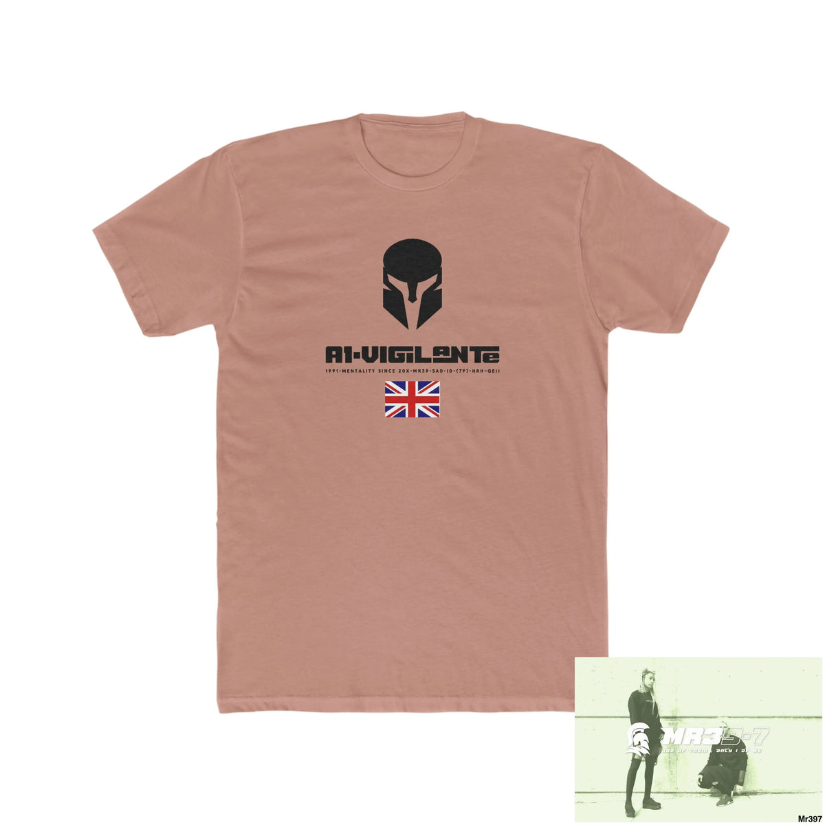 A1-Vigilante Sparta Telford & Wrekin -My home 2018 - Men’s Cotton Crew Tee Solid Desert Pink / S T-Shirt
