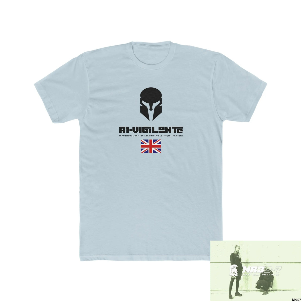 A1-Vigilante Sparta Telford & Wrekin -My home 2018 - Men’s Cotton Crew Tee Solid Light Blue / S T-Shirt