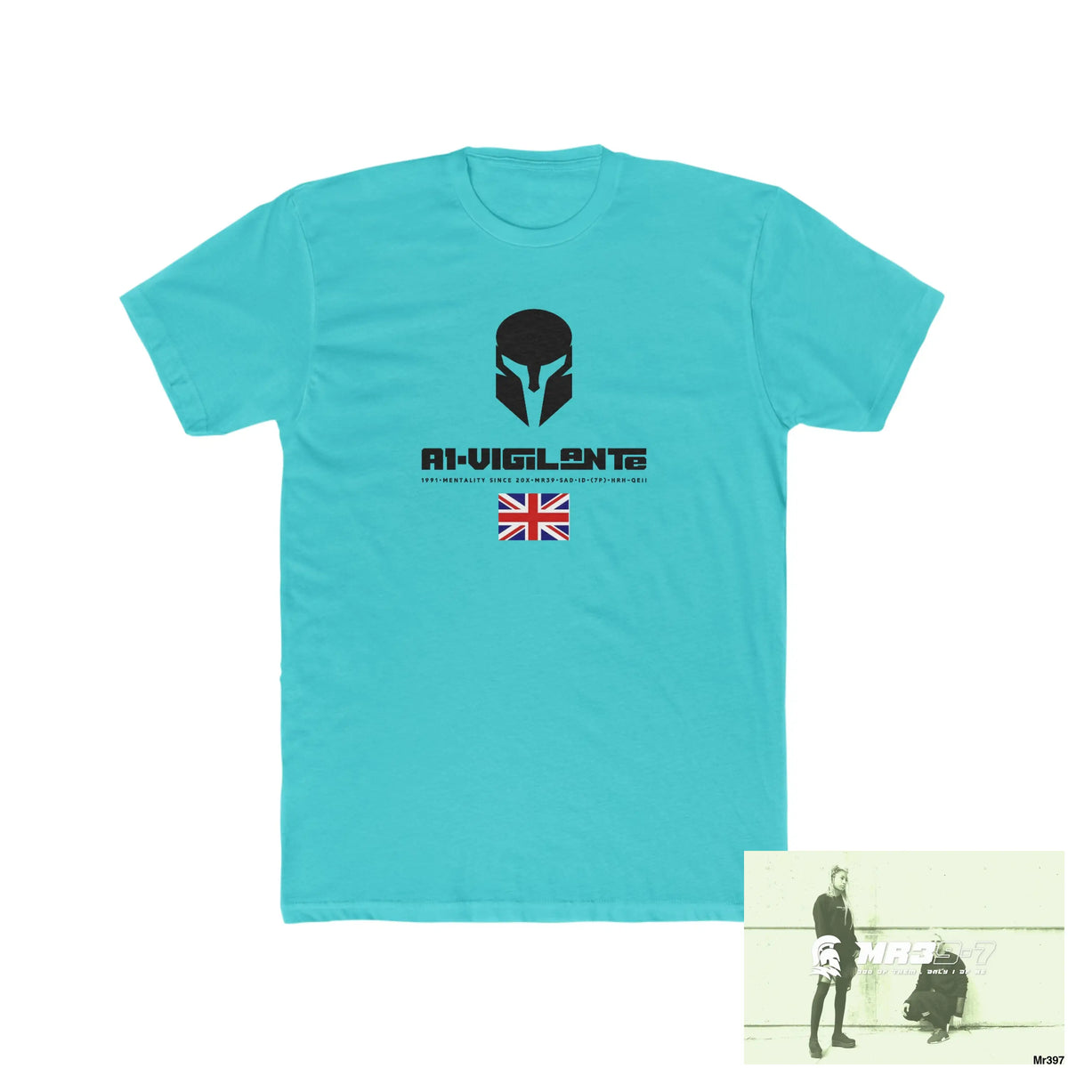 A1-Vigilante Sparta Telford & Wrekin -My home 2018 - Men’s Cotton Crew Tee Solid Tahiti Blue / S T-Shirt