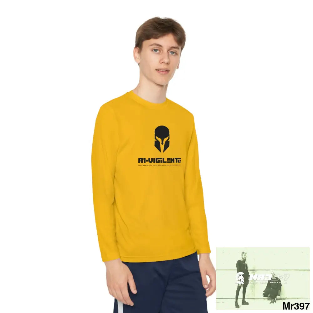 A1-Vigilante Sparta Youth Long Sleeve Competitor Tee Gold / M Kids clothes