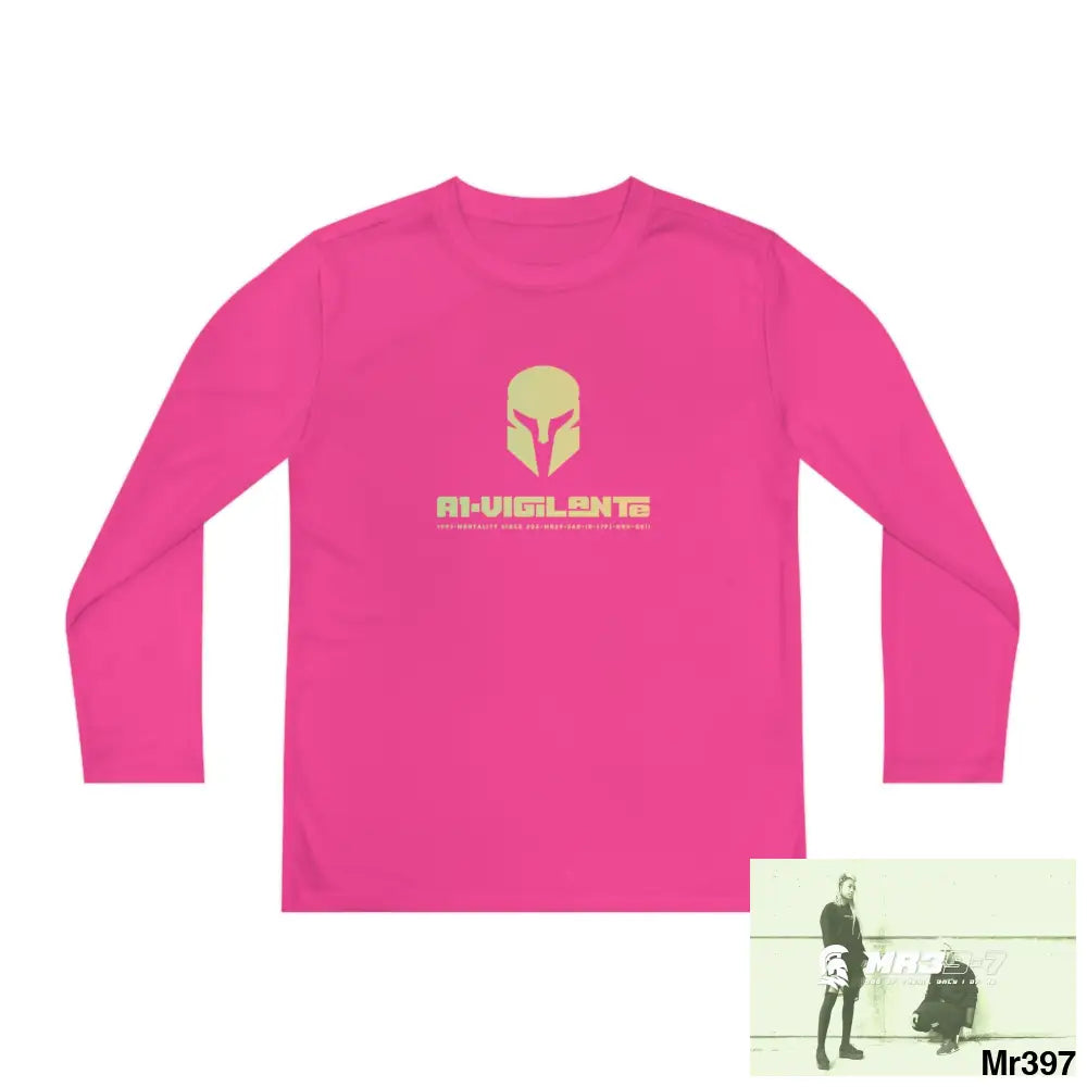 A1-Vigilante Sparta Youth Long Sleeve Competitor Tee Neon Pink / S Kids clothes