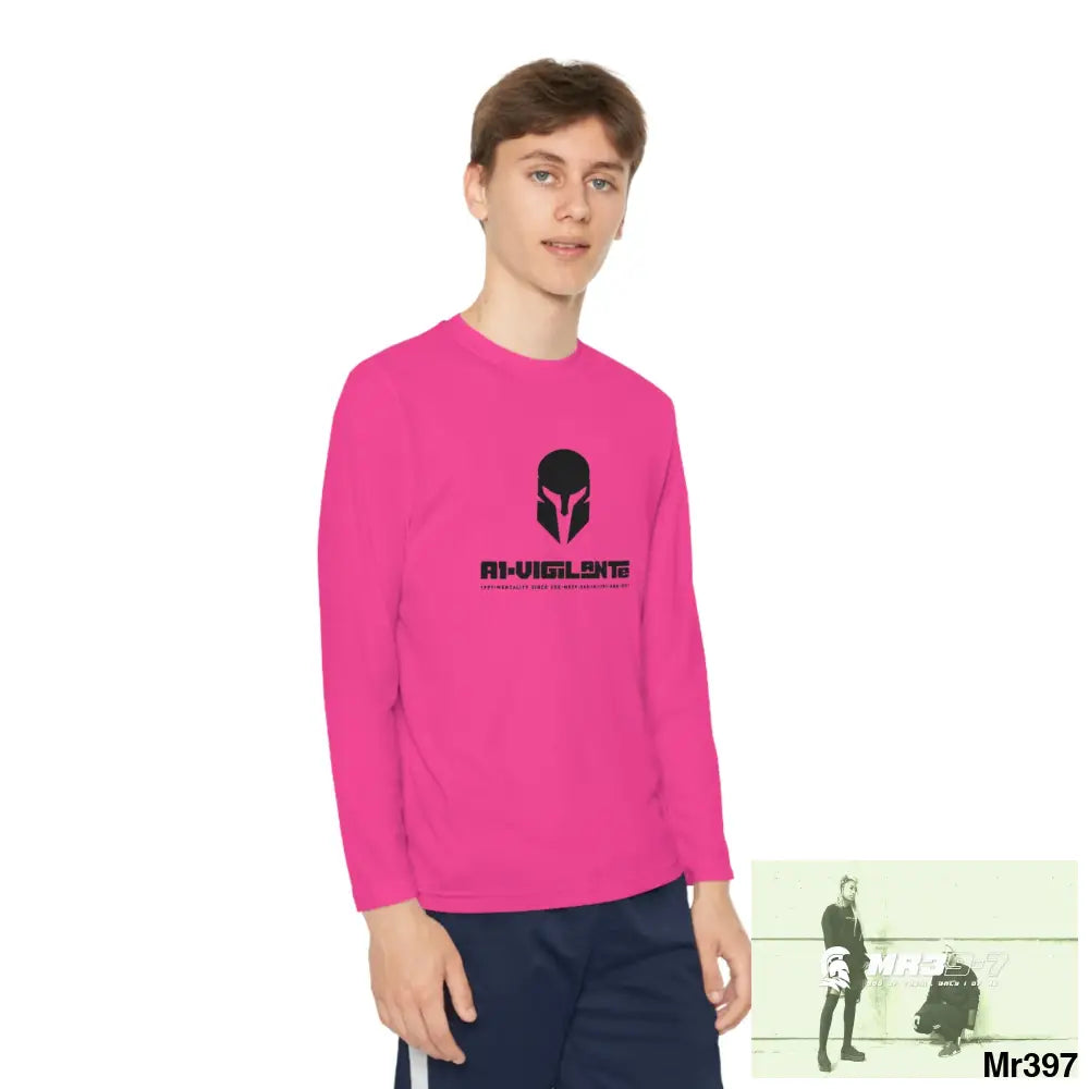 A1-Vigilante Sparta Youth Long Sleeve Competitor Tee Neon Pink / S Kids clothes