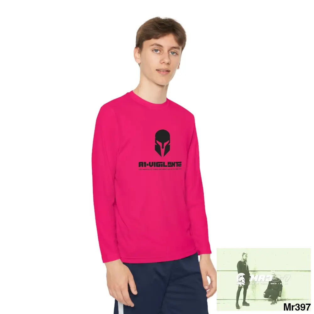 A1-Vigilante Sparta Youth Long Sleeve Competitor Tee Pink Raspberry / S Kids clothes